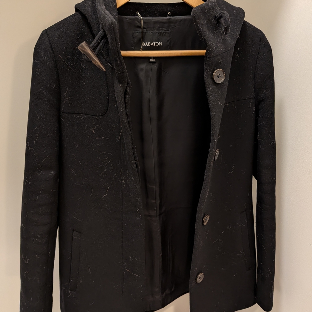 Babaton Black Hooded Pea Coat